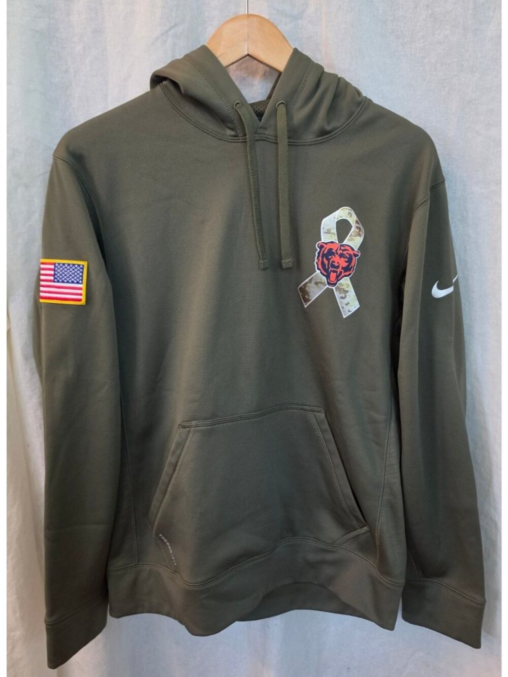 Nike Chicago Bears Salute To Service Therma-FIT Hoodie Olive Green Size S NFL